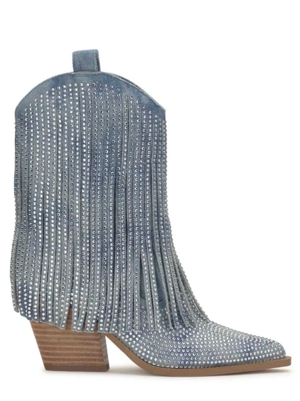 Jessica Simpson Light Blue Fringe Crystal Ankle Booties